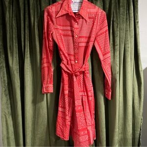 Rare Vintage Dennet Barry Paris Bandana MIDI Dress with Belt